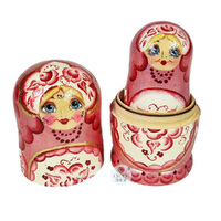 Floral Russian Dolls- Pink Pearl Finish 16cm (Set Of 5) image