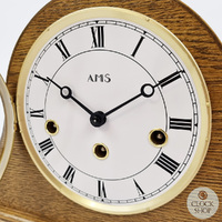 21cm Oak Mechanical Tambour Mantel Clock With Westminster Chime By AMS image