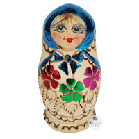 Woodburn Russian Dolls- Blue Scarf 11cm (Set Of 5) image