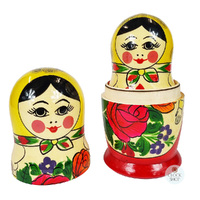 Semenov Russian Dolls- Yellow Scarf & Red Dress 17cm (Set Of 7) image