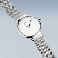 Max Rene Collection White & Silver Ladies Watch With Milanese Band By BERING image