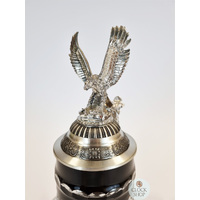 Lord Of Crystal Black Glass Beer Stein With Flying Eagle Pewter Lid 0.5L By KING image