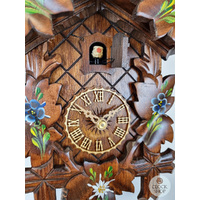 5 Leaf & Bird 1 Day Mechanical Carved Cuckoo Clock With Flowers 28cm By HÖNES image