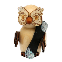 5.5cm Wooden Owl Hanging Decoration- Assorted Designs image