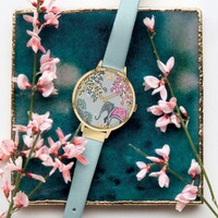 Gold Elephant Dial Leather Band By SARA MILLER image