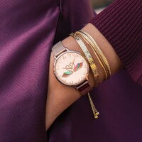 Rose Gold Swan Dial Mesh Band By SARA MILLER image