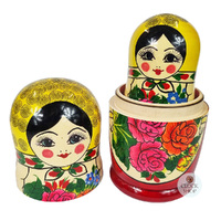 Semenov Russian Dolls- Yellow Scarf & Red Dress 22cm (Set Of 9) image