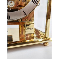 20cm Polished Brass Mechanical Skeleton Table Clock With Triple Chime By KIENINGER image
