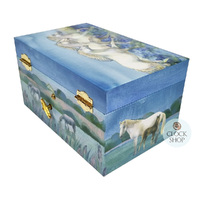 Horses Glow In The Dark Musical Jewellery Box- Blue(Schubert- Lullaby) image