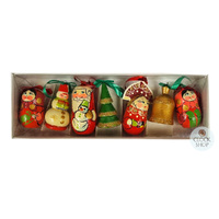 Russian Dolls Hanging Decoration- Green & Orange 6cm (Set of 7) image