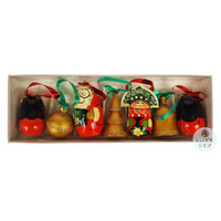 Russian Dolls Hanging Decoration Christmas- Red & Green 6cm (Set of 7) image