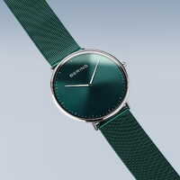 Ultra Slim Collection Green Unisex Watch With Milanese Strap By BERING image