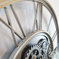 62cm Emington Silver Moving Gear Wall Clock By COUNTRYFIELD image