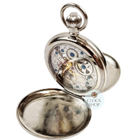 4.9cm Stainless Steel Mechanical Skeleton Pocket Watch By CLASSIQUE (Roman) image