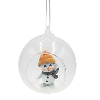8.5cm Snowman In Glass Bauble Hanging Decoration- Assorted Designs image