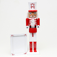 38cm Red & White Nutcracker With Photo Frame (Marks On Hat) image