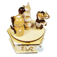 13cm Christmas Owls Wooden Music Box (White Christmas) image