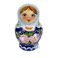 Floral Russian Dolls- Blue 9cm (Set Of 5) image