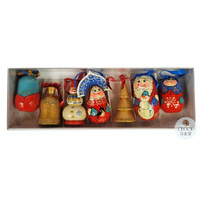 Russian Dolls Hanging Decoration- Red Blue & Gold 6cm (Set of 7) image