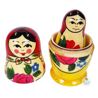 Semenov Russian Dolls- Red Scarf & Yellow Dress 9cm (Set Of 4) image