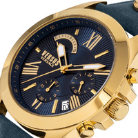45mm Chrono Lion Gold Mens Watch With Blue Dial & Leather Band By VERSACE image