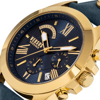 Chrono Lion Gold Watch With Blue Dial & Leather Strap By VERSACE image