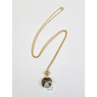 23mm Black & Gold Womens Pendant Watch With Flowers By CLASSIQUE (Roman) image