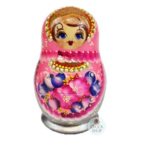 Pink and Silver Pearl Russian Dolls 11cm (Set Of 5) image
