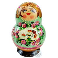 Floral Russian Dolls- Green With Ladybug 15cm (Set Of 10) image