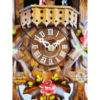 5 Leaf & Bird 1 Day Mechanical Carved Cuckoo Clock With Dancers & Flowers 36cm By SCHWAB image