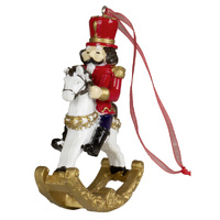 10cm Nutcracker on Rocking Horse Hanging Decoration - Assorted Designs image