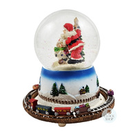 16cm Musical Snow Globe With Moving Train & LED Glitter Snow Storm (8 Christmas Tunes) image