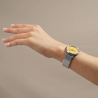 Silver Pankhurst Watch with Saffron Yellow Dial By Coluri image