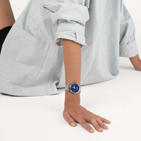 Silver Kahlo Watch with Navy Blue Dial By Coluri image