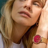Rose Gold Kahlo Watch with Scarlet Red Dial By Coluri image
