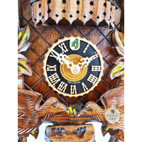 Birds & Leaves 1 Day Mechanical Carved Cuckoo Clock With Flowers 41cm By HÖNES image