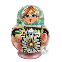 Floral Russian Dolls- Blue & Pink 9cm (Set Of 5) image