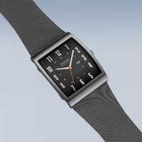 33mm Solar Collection Mens Watch With Black Dial & Grey Milanese Strap & Grey Rectangular Case By BERING image