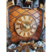 5 Leaf & Bird Battery Carved Cuckoo Clock With Side Birds 32cm By SCHNEIDER image