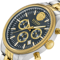45mm Colonne Chrono Two-Tone Silver & Gold Mens Watch With Blue Dial By VERSACE image
