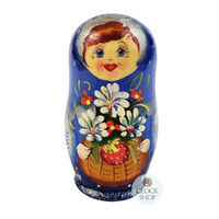 Floral Russian Dolls- Blue 10cm (Set Of 5) image