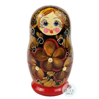 Floral Russian Dolls- Gold, Red & Black 10cm (Set Of 5) image