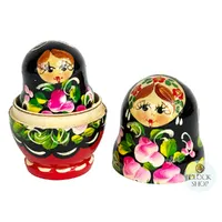 Floral Russian Dolls- Red & Black 8cm (Set Of 5) image