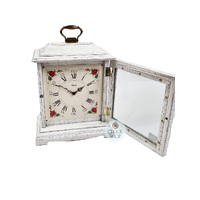 33cm White Battery Mantel Clock With Westminster Chime & Vintage Floral Dial By HERMLE image