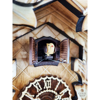 5 Leaf & Bird Battery Carved Cuckoo Clock With Burnt Finish 36cm By TRENKLE image