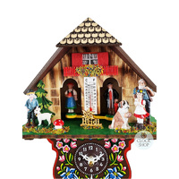 Swiss Heidi Weather House Battery Chalet Clock With Swinging Doll 22cm By TRENKLE image