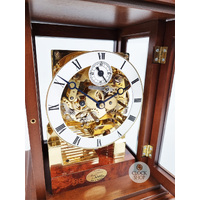 39cm Walnut Mechanical Skeleton Table Clock With Triple Chime By AMS image