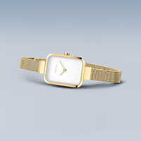 35mm Classic Collection Womens Watch With White Dial & Gold Milanese Strap & Gold Case By BERING image