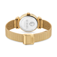 34mm Brick Lane Yellow Gold Womens Watch With Mesh Band & Silver Dial By VERSACE image