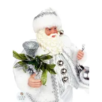 28cm Silver & White Standing Santa Claus image